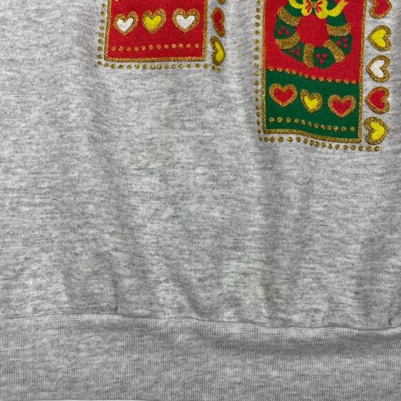 Vintage Christmas Tis The Season Candy Cane Gray Crewneck Sweatshirt Size XL - Picture 4 of 8